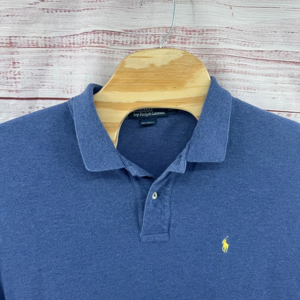 Polo Ralph Lauren  Polo Shirt Mens XL Blue Long Sleeve Cotton Casual‎